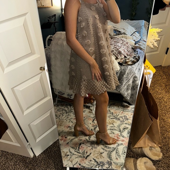 Simplee Beige Mini Dress - Picture 2 of 6